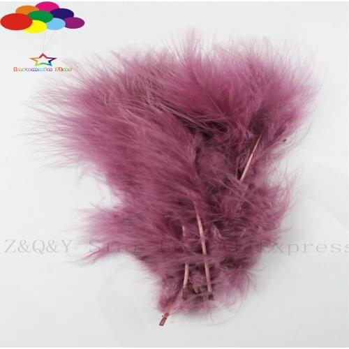 10-15CM (4-6 inches) natural 100PCS turkey hair dyed grape red full cashmere craft decoration DIY jewelry show costume feather