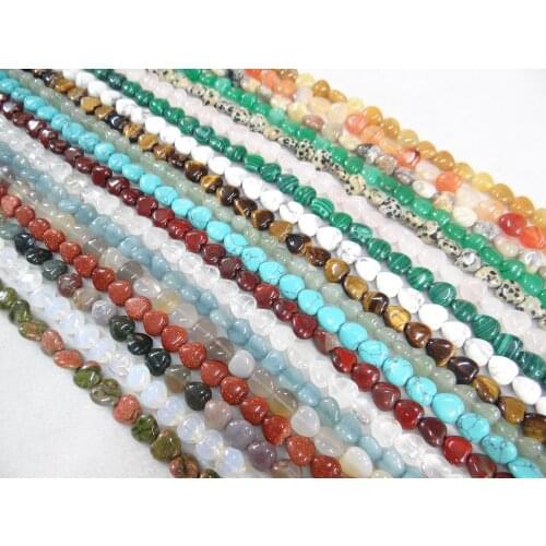 10*10mm Wholesale Natural Stone Heart-shaped Jewelry Making loose GEM beads strand 15" L38