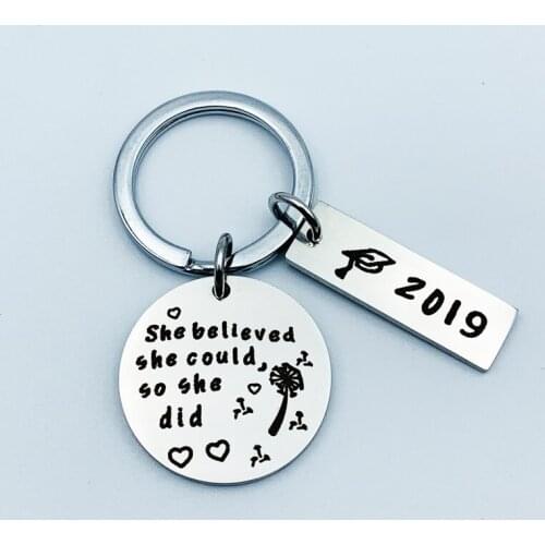 Oeinin Simple Keychain Man She Believed She Could Key Holder Bag Unisex Silver Color Zinc Alloy Key Chain Accessories Porte Clef