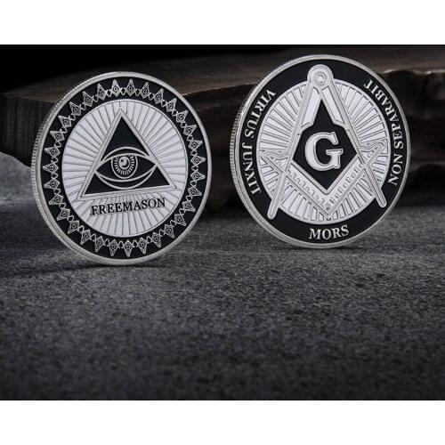 Freemason Commemorative Coins Electroplated Iron Crafts Collection Gifts Freemasonry Badges Desktop Decorations