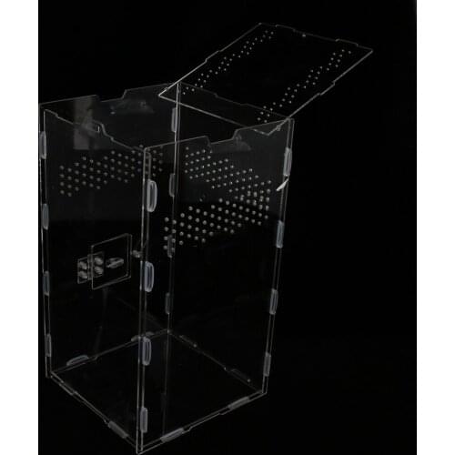 Portable DIY Acrylic 8x8x14 Inch Box for Feeding Reptiles and Amphibians