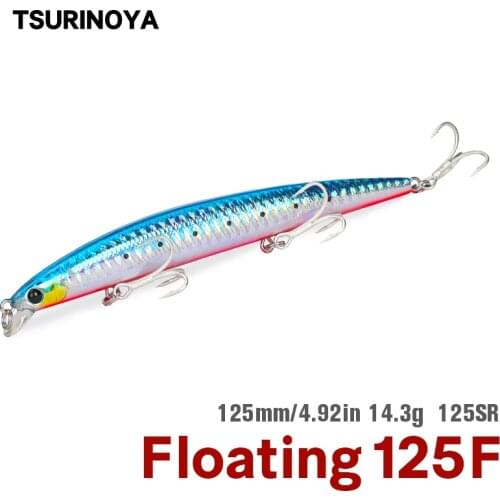 TSURINOYA Fishing Lure DW72 14.3g 125mm Floating Minnow Shallow Range Long Shot Minnow Jerkbait Wobblers Sea Bass Lure Crankbait