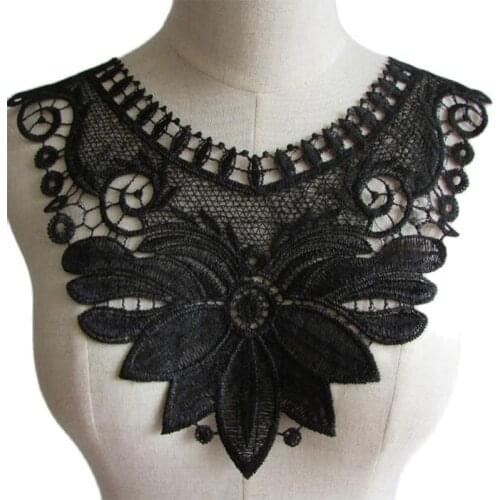 2021 Luxury Flower Lace Collar 3D cotton Fabric Trim ribbon DIY Embroidery dubai Applique Sewing guipure wedding Neckline decor