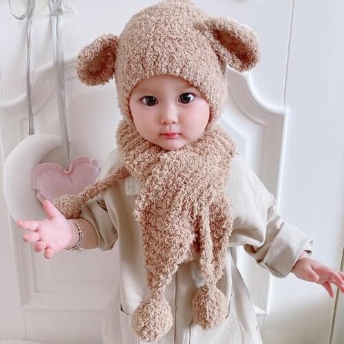1-4 Years Toddler Winter Baby Boys Girls Elastic Beanie Hat Cute Ears Soft Warm Cotton Cap Keep Warm Infant Crochet Knit Hat New