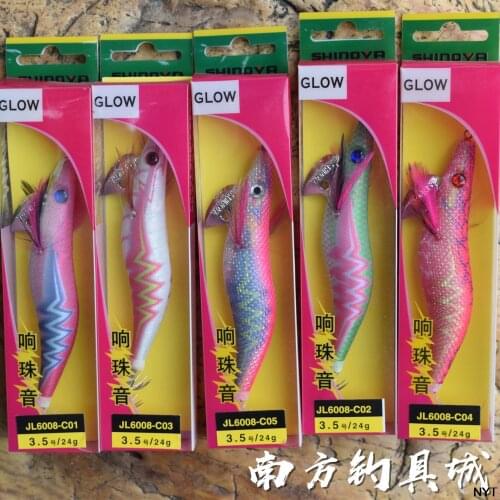SHINOYA new ring beads all luminous wood shrimp, squid hook road 3.0, 3.5, and the false squid hook bait