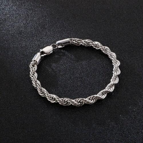 HAOYI Fashion Sports Stainless Steet Twist Chain Gold Silver color Black Colour Bracelet Charm Man Jewelry Wholesale