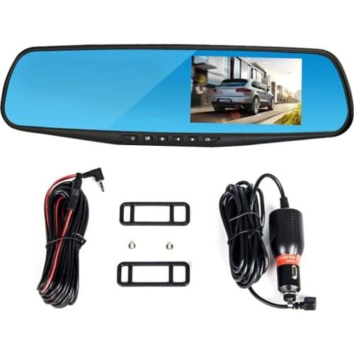 Driving Recorder HD 1080P Dash Cam Waterproof DVR USB Interface 4.3TFT Display Front Rear Double Lens Reversing Image Black Box