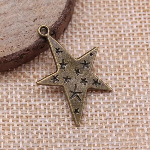 WYSIWYG 4pcs 28x21mm Vintage Star Pendants Charm For Jewelry Making Antique Bronze Color Star Pendants Charm Star