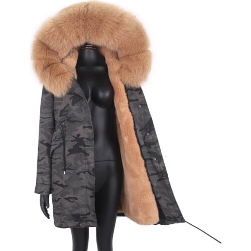 2021 Women Jacket Winter Warm Fur Coat Long Streetwear Waterproof Real Fur Parka Natural Fur Coats