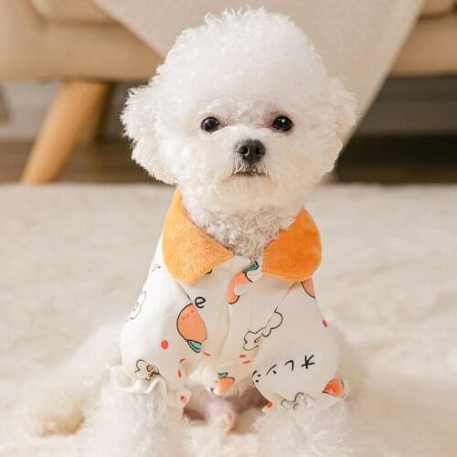 Small Pet Dogs Clothes Winter Flower Fruit print Puppy Coat Contrasting Clothing Jumpsuit for Yorkies Chihuahua French Bulldog