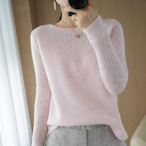 2021 Autumn/Winter New Cashmere Sweater Womens O-Neck Pullover Fashion Wispy Knit Tops Pure Wool Thin Female Jacket Plus Size