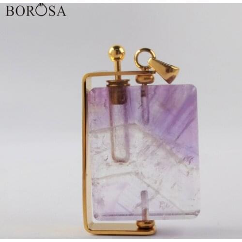 BOROSA Rectangle Perfume Bottle Pendant Diffuser Whirling Essential Oils Perfume Bottle Pendant Necklace Women Present WX1300