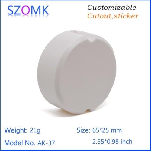1 piece, 65*25mm szomk hot sales round plastic LED power supply enclosure junction housing case plastic LED electrical casing