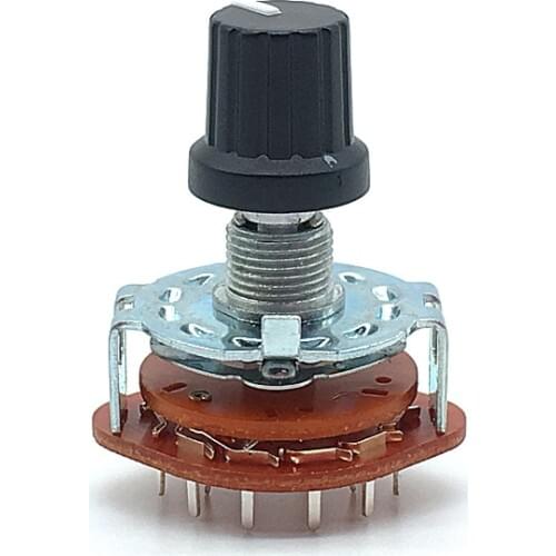 1pc RS25 Shaft Panel Mount 1P12T Band Rotary Switch Selector 1 Pole 12 Position 20MM Plum Shaft With Switch Cap