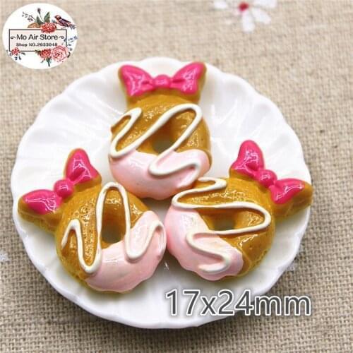 Cute donut 10PCS 25mm Resin Flat back Cabochon imitation Food Art Supply Decoration Charm Craft