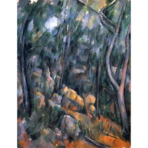 100% hand made Oil Painting Reproduction on linen canvas,landscape oil painting,forest-near-the-rocky caves by paul Cezanne