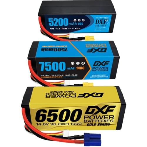 2PCS DXF POWER Lipo battery 4S 14.8V 5200mAh 6500mah 7300mah 80C 100C130C HardCase for RC Car Boat Drone Robot FPV truck