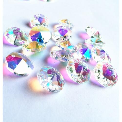 2000pcs Chandelier Crystals Lamp Accesories AB color Octagon Crystal Beads Garland Chandelier Hanging Curtain Interior Decor