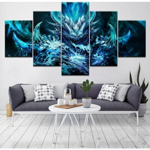 5 Panel Disturbed Dark Demon Horror Painting Canvas Print Wall Art Modular Picture Home Decorative Poster Living Room Artwork