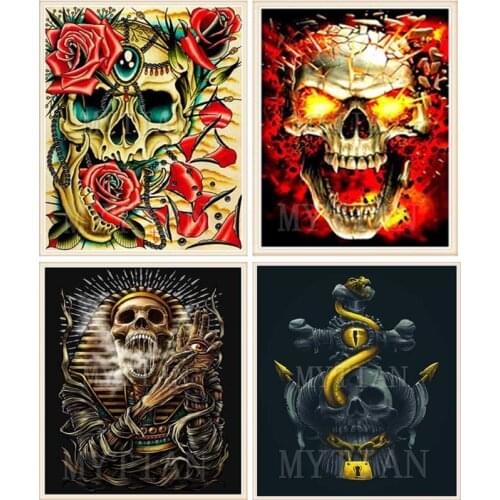 Diamond Mosaic Skull flowers Full Square/round Rhinestones Diamond Embroidery Sale People Painting With Diamonds Home Decoration