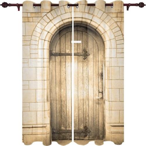 Arches Wooden Doors Valance Window Curtains For Living Room Bedroom Kitchen Home Luxury Youth Room Treatment Window Curtains