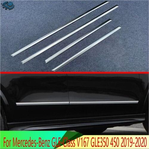 For Mercedes-Benz GLE-Class V167 GLE350 450 2019-2020 Car Accessories Stainless Steel Side Door Body Molding Moulding Trim