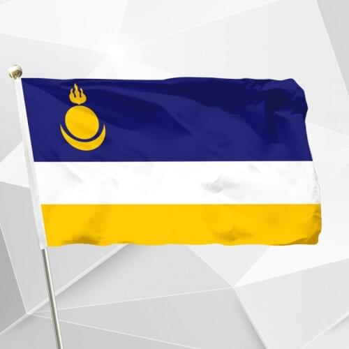 Russia Buryatia Flag 90x150cm 3x5ft 120g 100D Polyester Double Stitched High Quality Free Shipping 60x90cm 21x14cm Banner