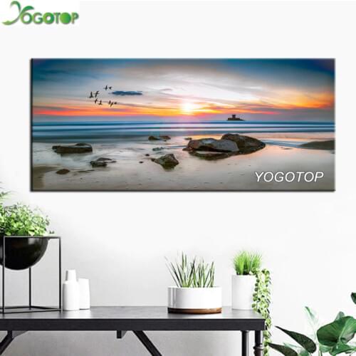 Large Landscape Decorative Painting Sunset Seascape Wall Art Diy Diamond Painting Full embroidery Beach mosaic Home Decor YY2438