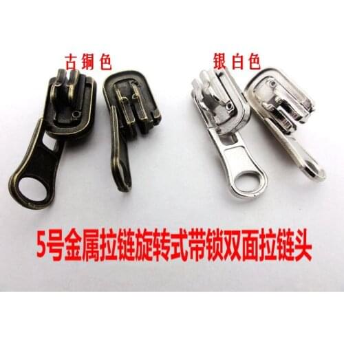 Bronze/silver 5# metal zippers head/ two sided Slider/for Reversible clothing coat garment5pcs free shipping Hardware accessorie