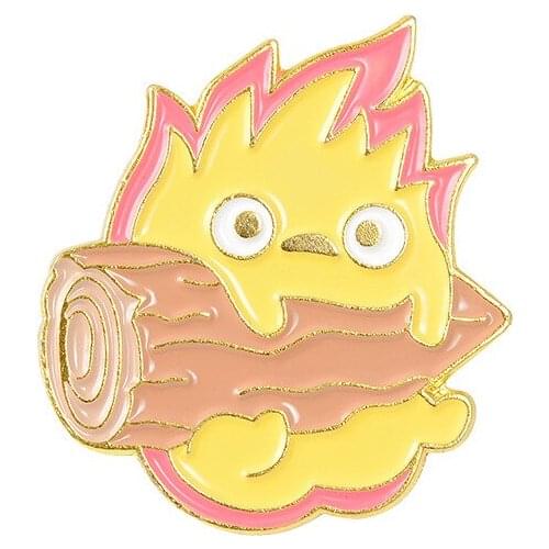 Student Cute Cartoon Fire Branches Creative Fun Brooch Lapel Pins Cool Stuff for Boy and Girl