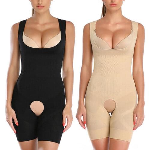 Women Full Body Shapwear Slimming Bodysuit Body Shaper Binders Seamless Corset Tummy Control Girdle Open Crotch Compressive Belt