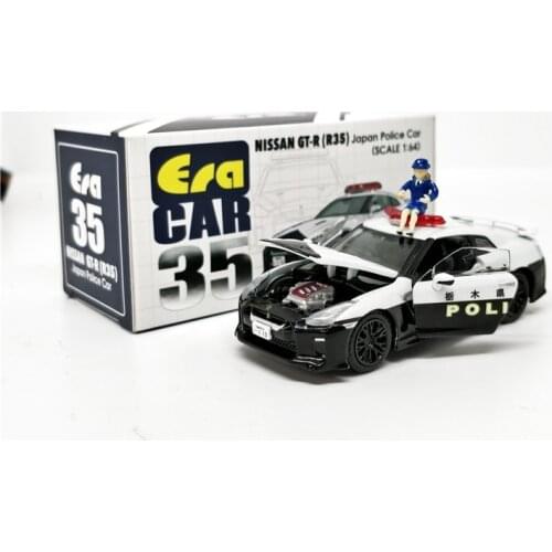 EraCar 1:64 Nissan GT-R R35 Japan Police Car w/police doll Diecast Model Car