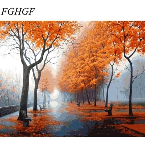 FGHGF Frameless Small House Abstract DIY Painting By Numbers Kits Coloring By Numbers Oil Painting On Canvas