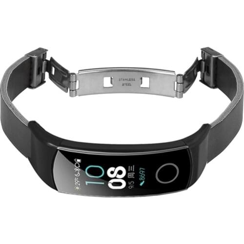 For Huawei Honor Band 5/4 Leather Strap Retro Brown/Black Leather Replacement Watchband Fashion Men Women Watch Accessories