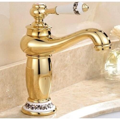 Beautiful Deck Mounted Single Handle Basin Faucet Antique Brass Hot and Cold Water Bathroom Mixer Taps Dona4001