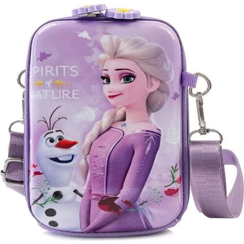 Disney Summer Womens Small Bag Cute Girls Messenger Crossbody Bag Pu Leather Square Sling Bag Cartoon Frozen Elsa Shoulder Bag