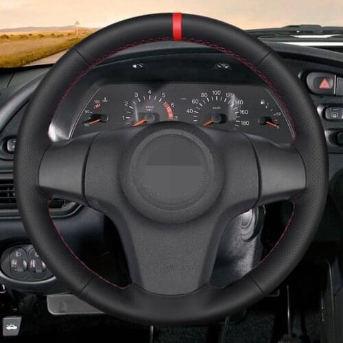 Soft Black Genuine Leather Car Steering Wheel Cover For Chevrolet Niva 2009-2017 (3-Spoke) Vauxhall Corsa (D) Opel Corsa (D)