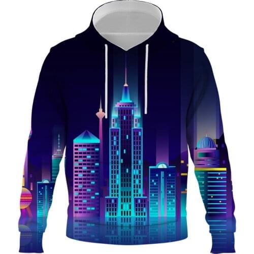 2021 Spring New Night view men hoodies 3D print Funny Sweatshirts outdoor casual Sweatshirt Hoodie Fashion men oversized hoody