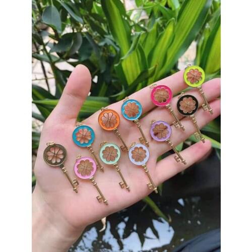 Pave Enamel Key Pendant Necklace For Men Women Femme Fashion Jewelry