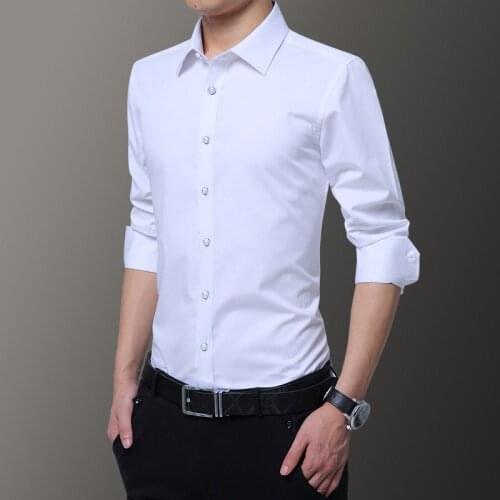 Slim Male Shirt Shirt Long Sleeve Fashion Mens Casual Shirts Cotton Solid Color Business Slim Fit Social Camisas Masculina