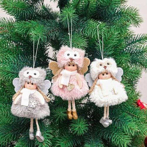 Christmas Decorations for Home Xmas Plush Angel Doll Owl Hat Christmas Tree Home Decors Kids Gifts