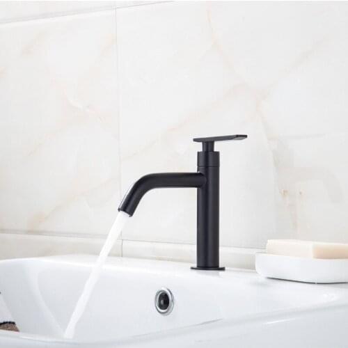 Silver Matte Black Basin Faucet 304 Stainless Steel Bathroom Sink Washing Tap Fashion Single Cold Single Handle Water Tap