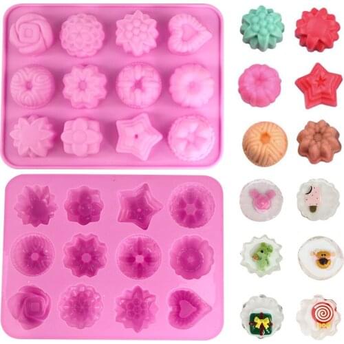 Silicone Mold 12 Cells Chocolate Mold Fondant Patisserie Candy Bar Mould Cake Mode Decoration Kitchen Baking Accessories