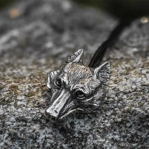 Nordic Men Women Vintage Viking 316L Stainless Steel Wolf Pendant Amulet Biker Jewelry