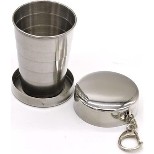 Stainless Steel Portable Outdoor Travel Camping Folding Foldable Collapsible Cup 75ml LX7850