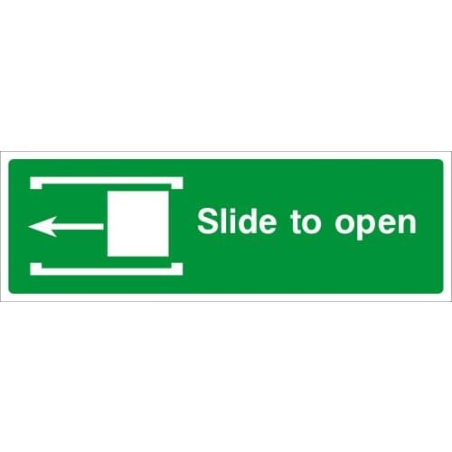 Slide to Open Left 300x100mm Plastic Sign OR Sticker (EE16) Waterproof Vinyl stickers for car Motos