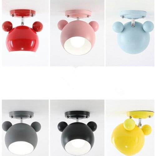 Modern Mickey Led Ceiling Lights for Kids Living Room Bedroom Nordic Metal Ceiling Lamps Cartoon Lighting Fixture Home Decor E27