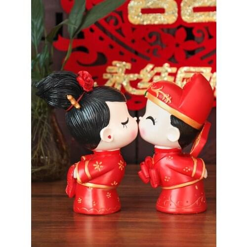 Wedding gift couple doll newlywed room wedding decoration creative piggy bank wedding doll resin pair