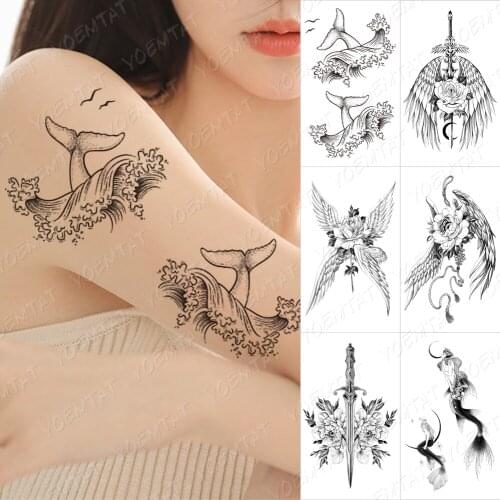 Waterproof Temporary Tattoo Sticker Triangle Heart Skull Flash Tattoos Spider Tiger Geometry Body Art Arm Fake Tatoo Women Men