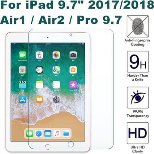 Tempered Glass Film Screen Protector for iPad 6th 5th Generation Air Air2 Pro 9.7 2018 2017 Protective Film Glass for ipad 5 6